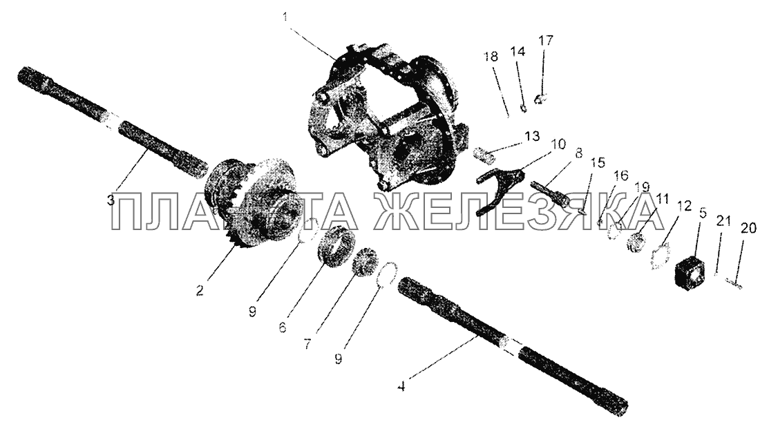 Редуктор среднего моста. Межколесная блокировка дифференциала МАЗ-5440