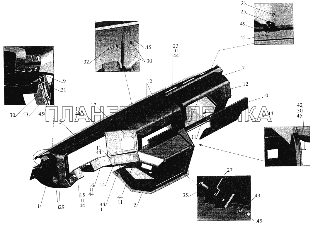 Установка панели приборов 6430-5300016-010 МАЗ-544069