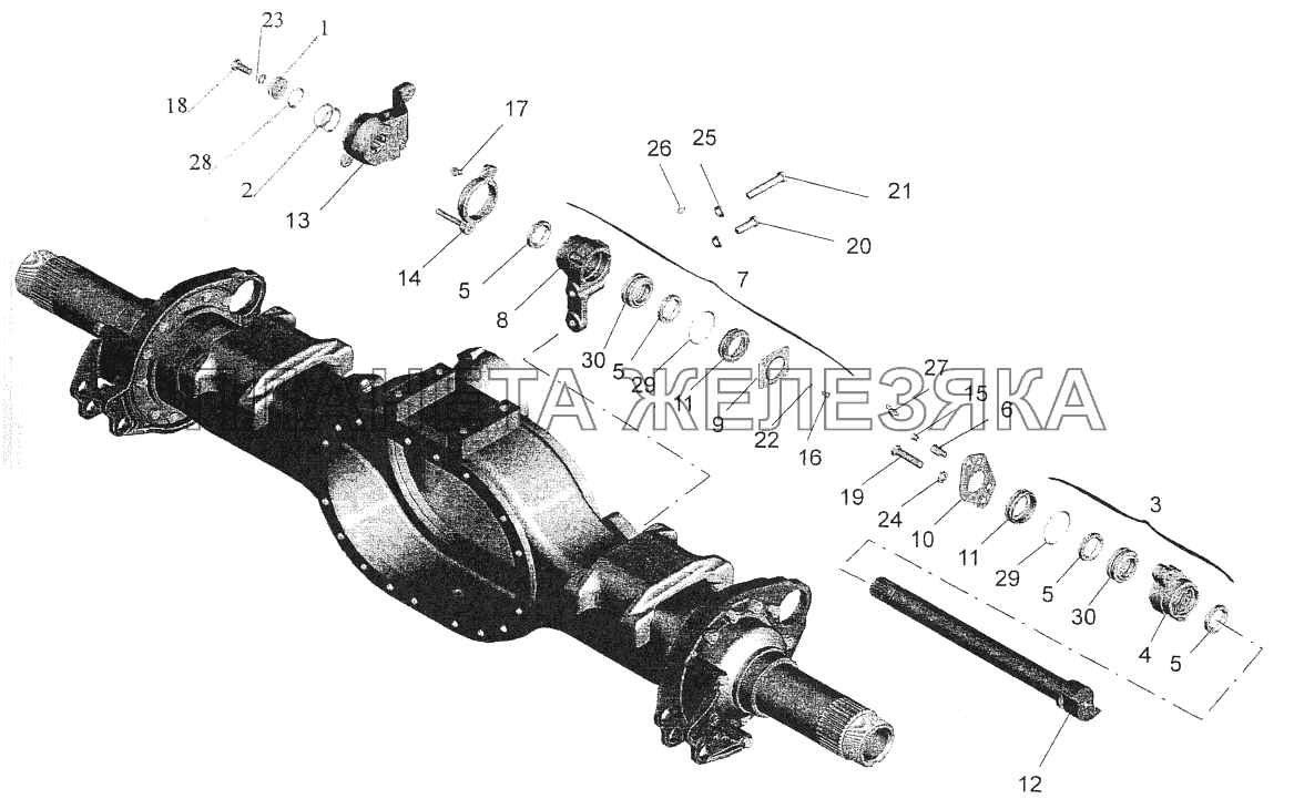 Привод тормозного механизма задних колес МАЗ-544069