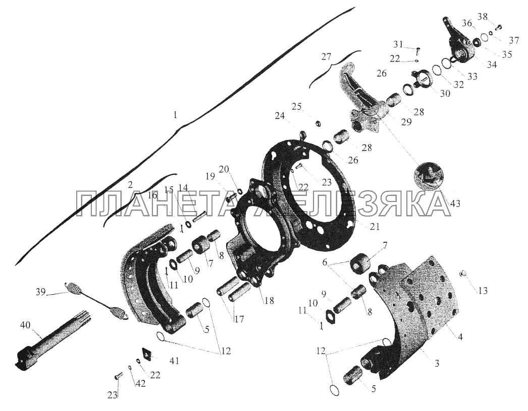 Тормозной механизм передних колес МАЗ-544069