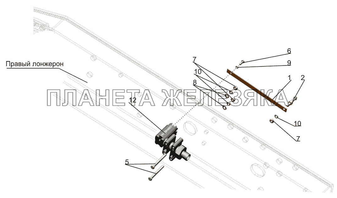 Установка датчика перемещения ECAS 54327-2935006-10 МАЗ-5440B5