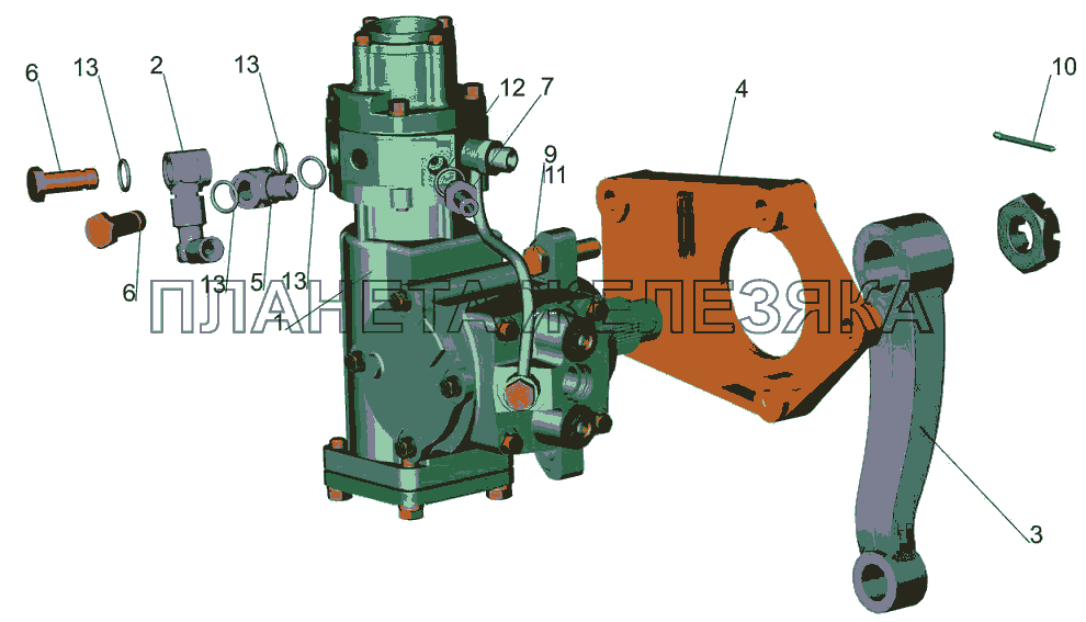 Механизм рулевой с кронштейном 6418-3400006 МАЗ-5440B5