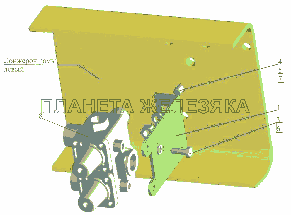 Крепление клапана четырехконтурного 438041-3515002 МАЗ-5440B5 Крепление клапана четырехконтурного 438041-3515002 МАЗ-5440B5