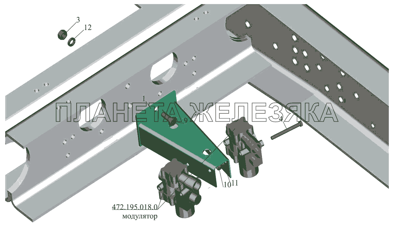 Крепление модуляторов 5440А8-3538004 МАЗ-5440B5