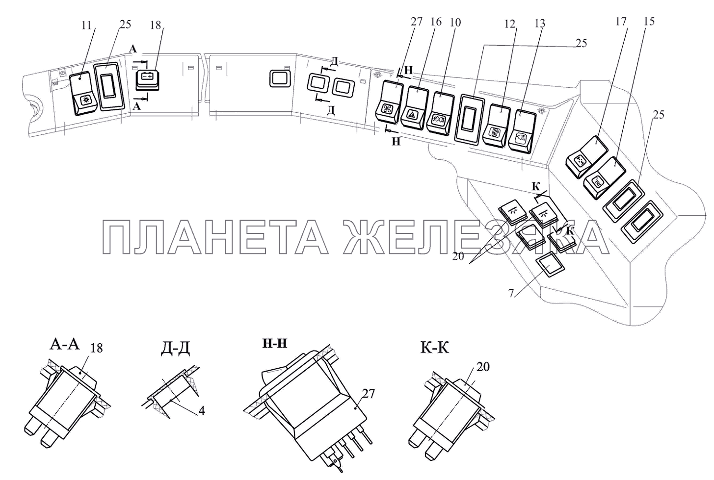 Установка выключателей 544008-3700018 МАЗ-5440B5