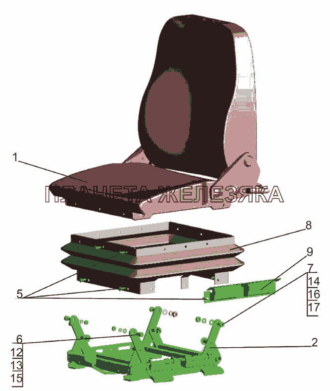 Сиденье водителя 6430-6800010 МАЗ-5440B5