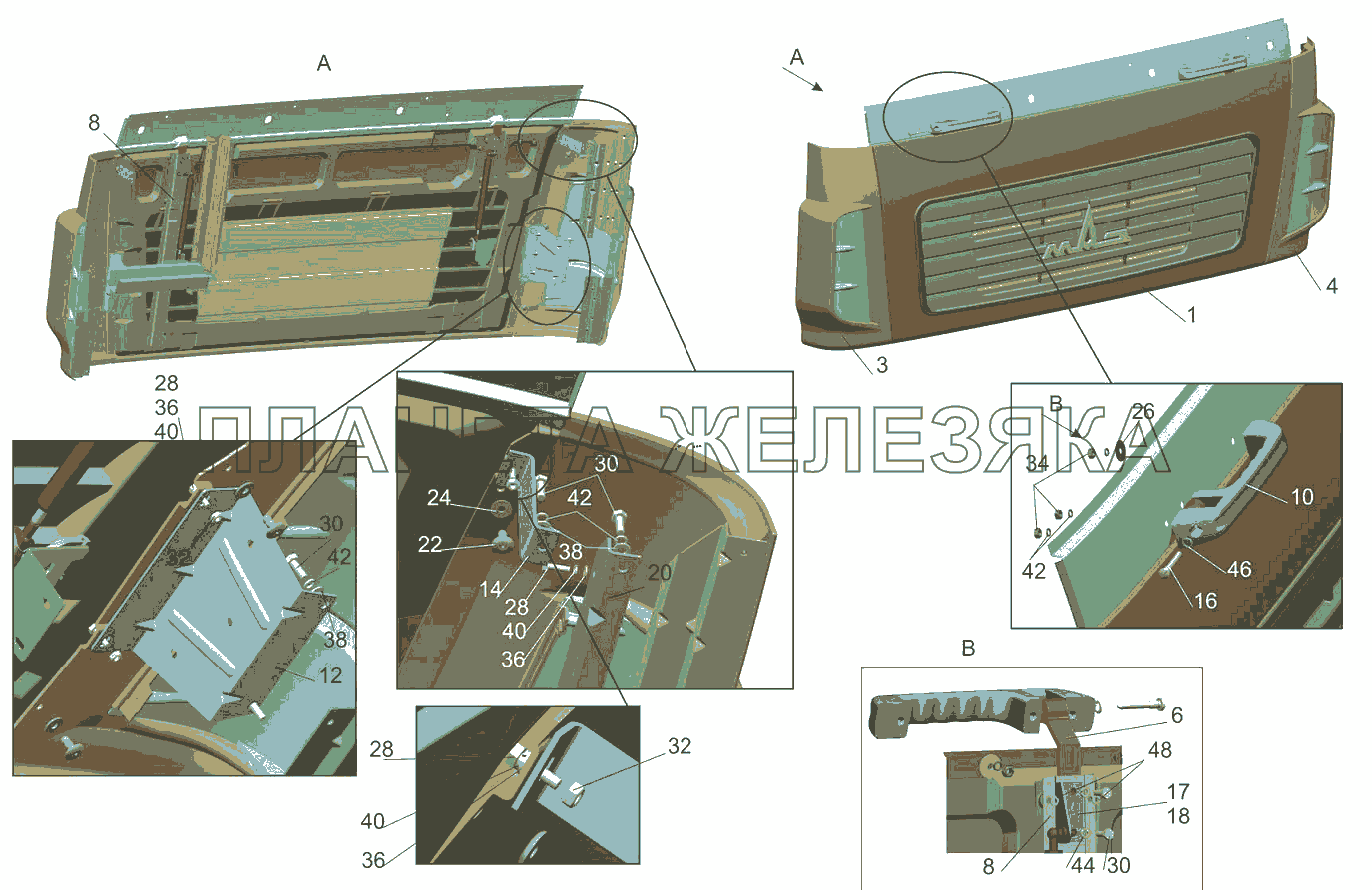 Установка щитков 6431-8400014-000 МАЗ-5440B5 Установка щитков 6431-8400014-000 МАЗ-5440B5