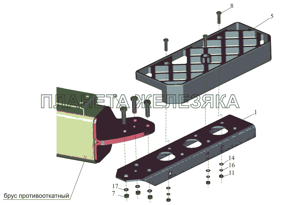 Установка нижней подножки 643019-8400016-010 МАЗ-5440B5