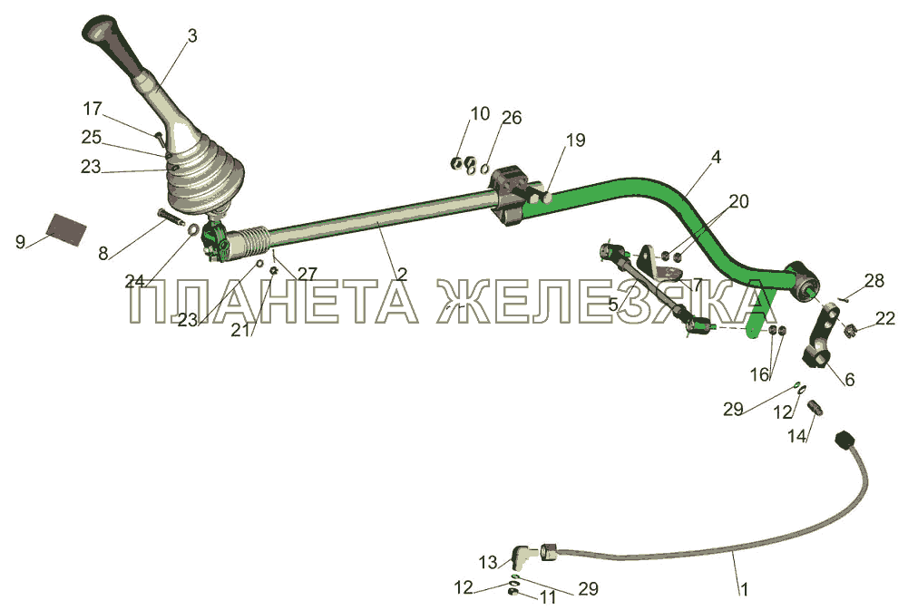 Установка привода управления коробкой передач 6501B5-1700002-030 МАЗ-5440B5