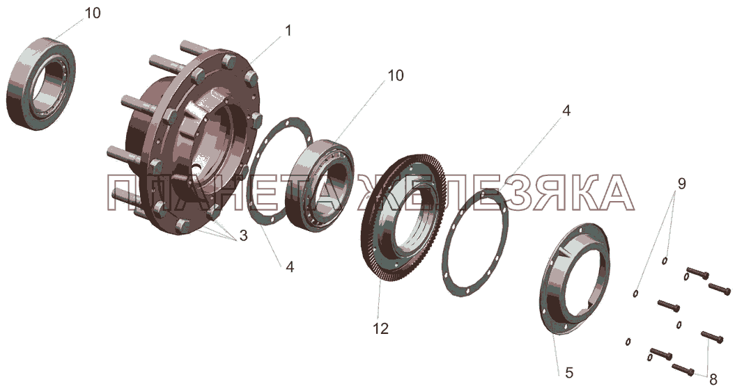 Ступица с крышкой 543266-3104006, 543266-3104006-600 МАЗ-5440B5