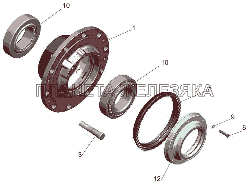 Ступица с крышкой 544019-3104006, 544019-3104006-600 МАЗ-5440B5