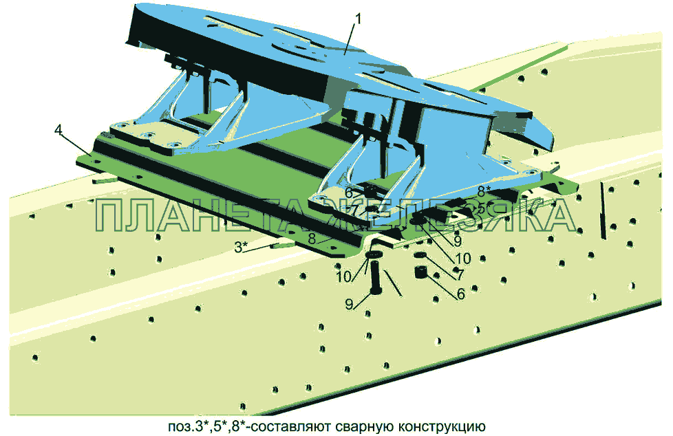 Установка седельного устройства 5440-2700001-013, 544008-2700001-001, 544008-2700001-013 МАЗ-5440B5