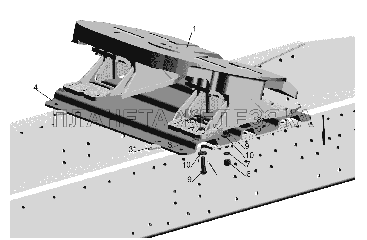 Установка седельного устройства 5440-2700001-013, 544008-2700001-001 МАЗ-5440B9, 6430B9