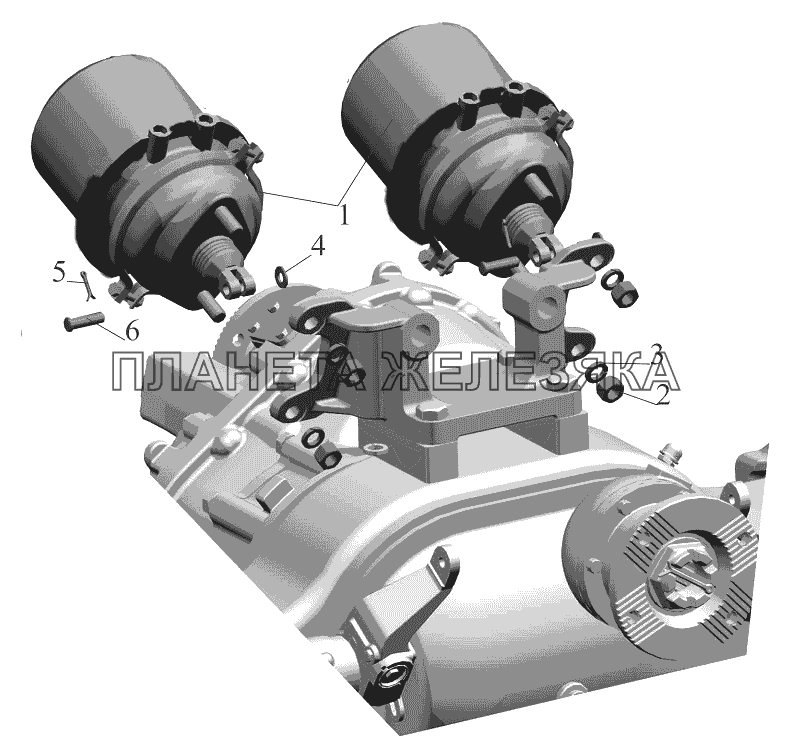 Крепление тормозных камер 643008-3519003 на среднем мосту МАЗ-5440B9, 6430B9