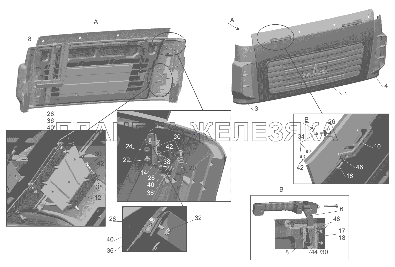 Установка щитков 6431-8400014-000 МАЗ-5440B9, 6430B9