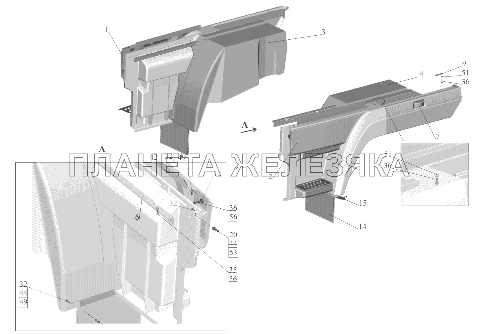 Установка оперения 6431-8400020-010 МАЗ-5440B9, 6430B9