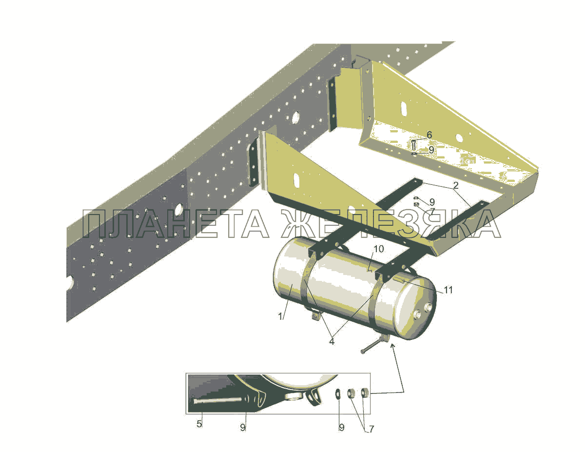 Установка ресивера 544018-3513004 МАЗ-5440E9