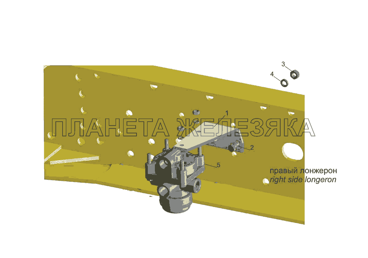 Установка ускорительного клапана стояночной тормозной системы 544019-3518004 МАЗ-5440E9 Установка ускорительного клапана стояночной тормозной системы 544019-3518004 МАЗ-5440E9