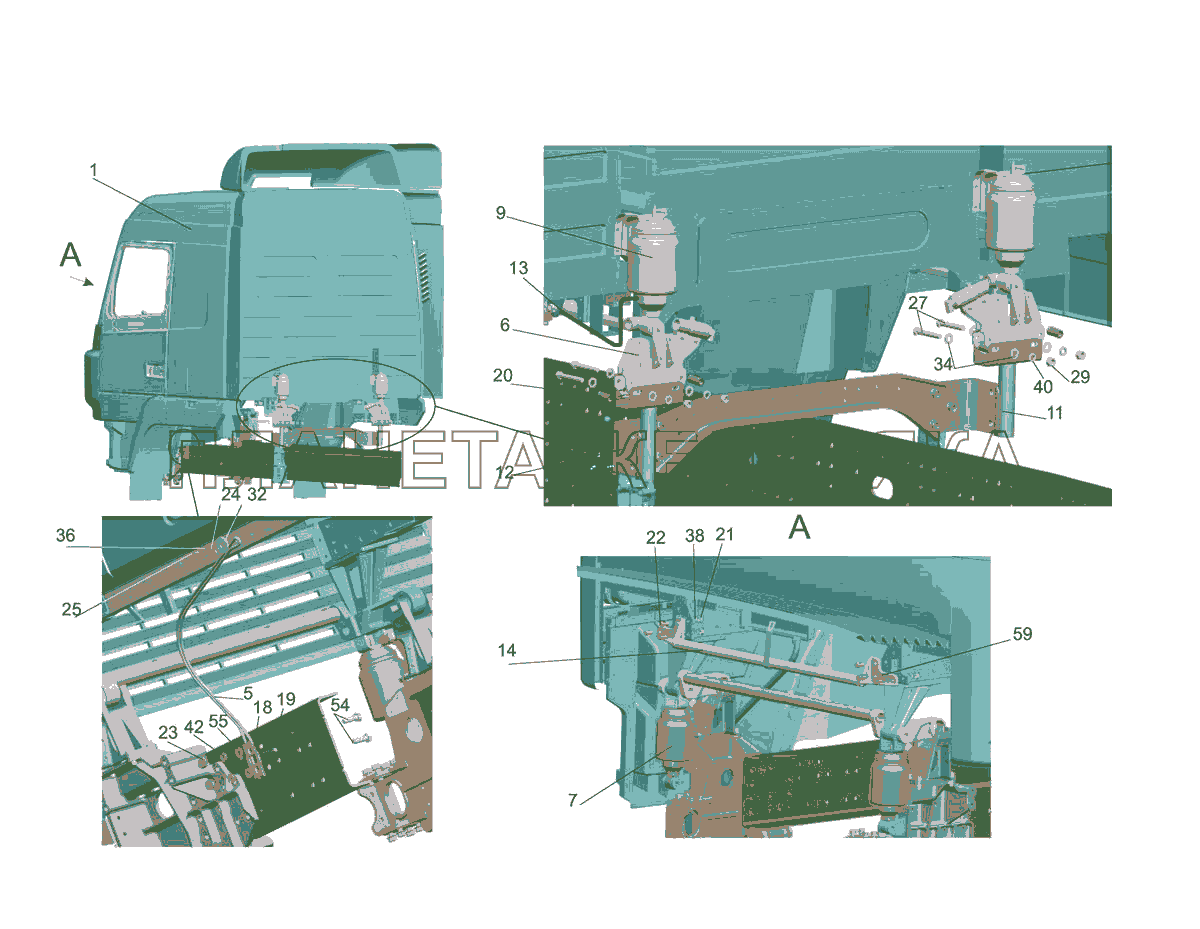 Установка кабины 6431E9-5000002-010 МАЗ-5440E9