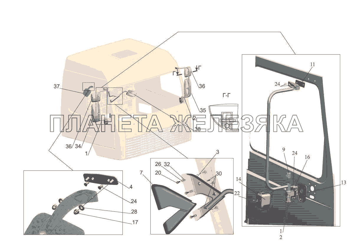 Установка зеркал 6430-8200005-010 МАЗ-5440E9