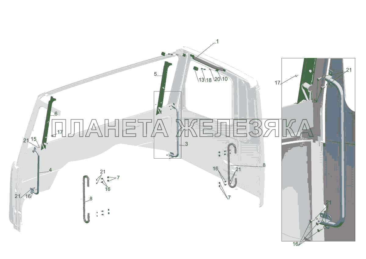 Установка поручней в кабине 6430-8200030 МАЗ-5440E9