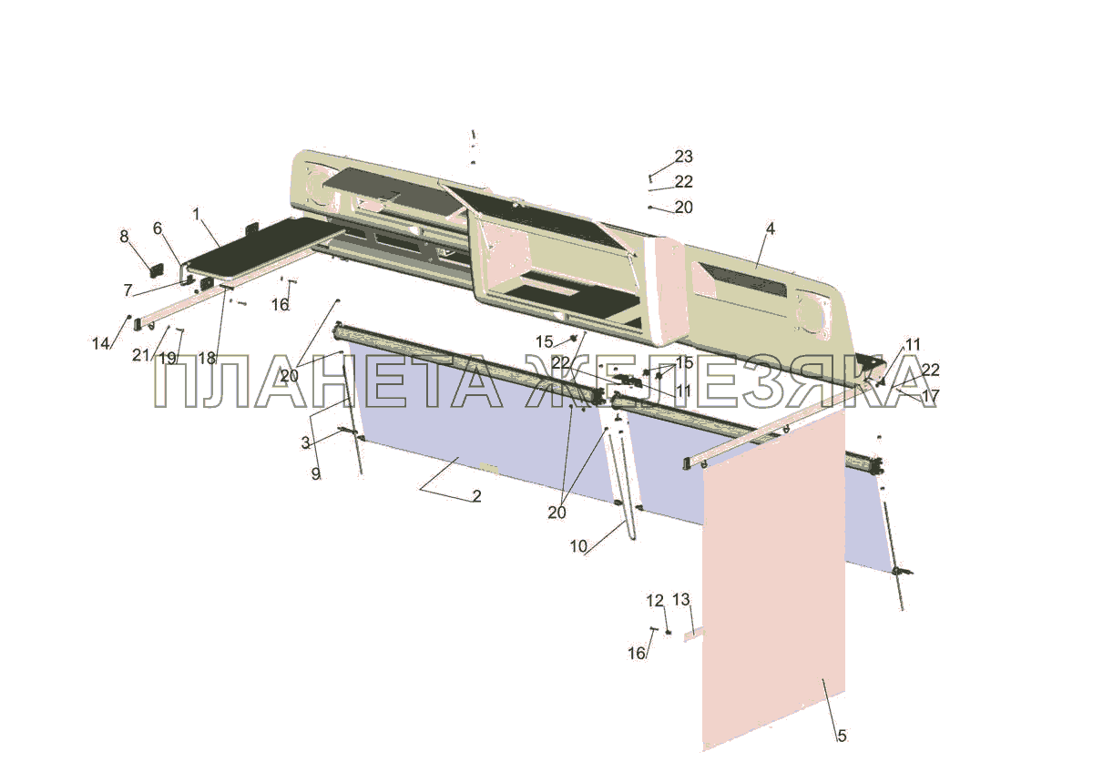Установка полки, штор, козырька 6430-8200034 МАЗ-5440E9