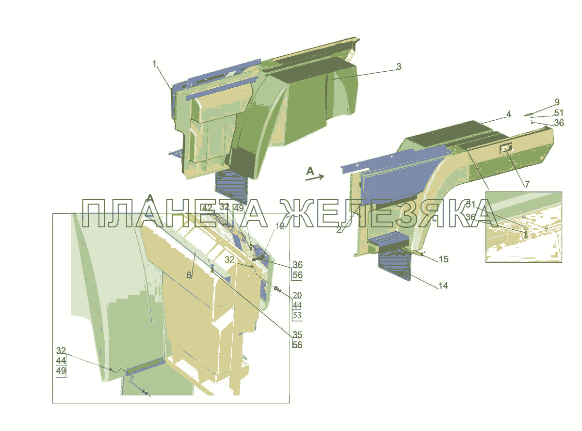 Установка оперения 6431-8400020-010 МАЗ-5440E9