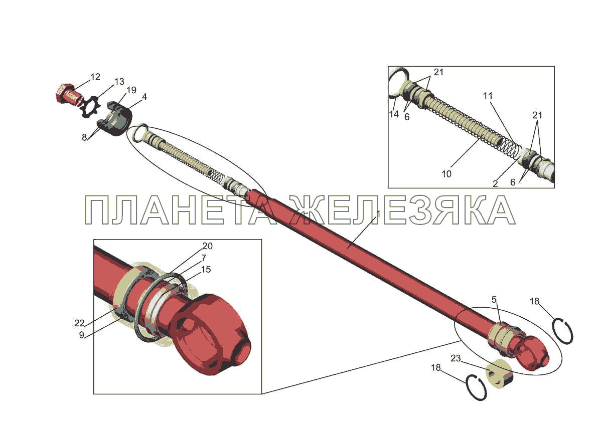 Шток с поршнем и крышкой 6430-5003040-010 МАЗ-5440E9