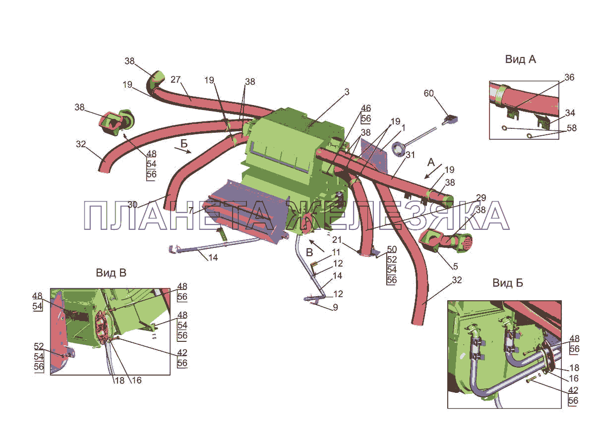 Установка отопителя 631019-8100001-010 МАЗ-5440E9