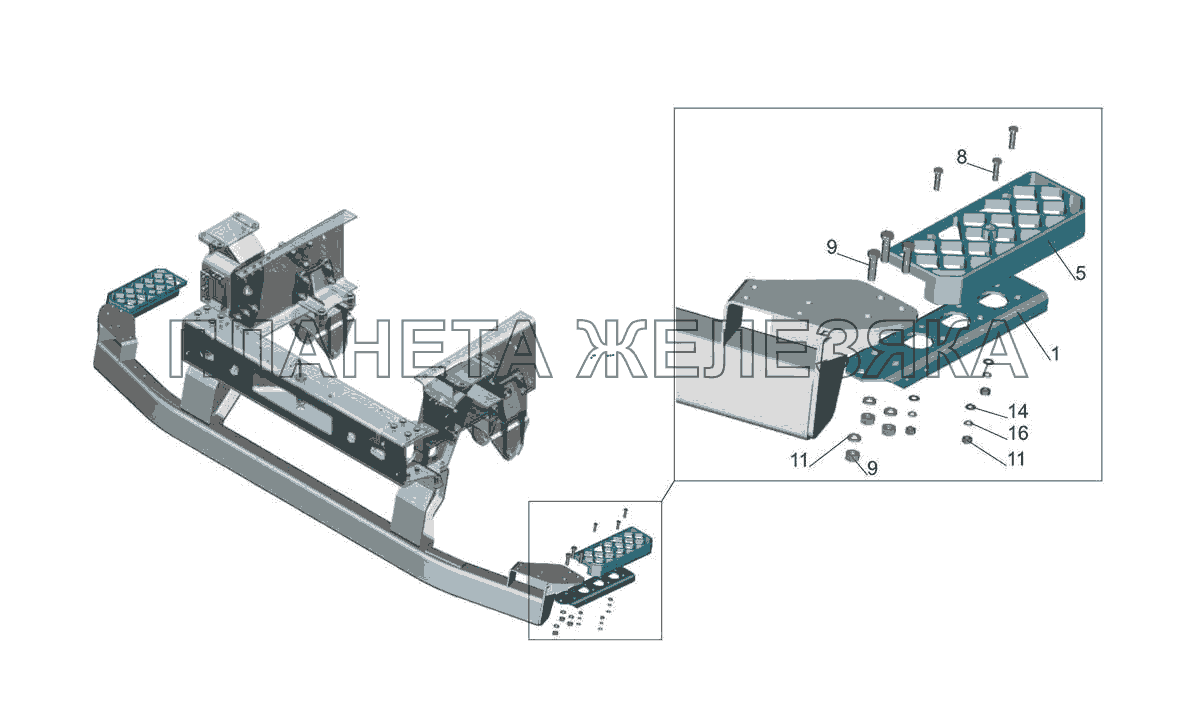 Установка нижней подножки	643019-8400016-010 МАЗ-5440E9