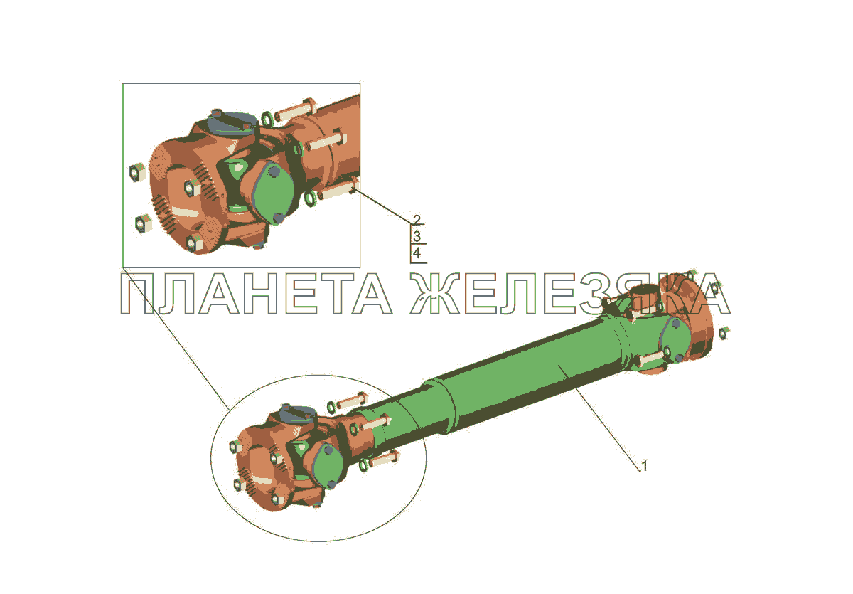 Установка карданного вала 544019-2200000 МАЗ-5440E9