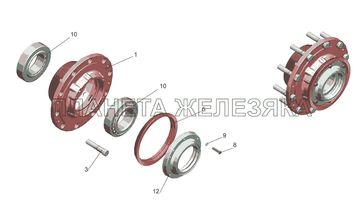 Ступица с крышкой 544019-3104006 МАЗ-5440E9