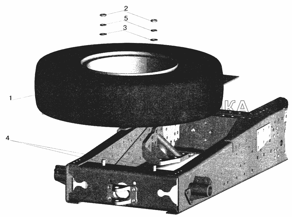 Установка запасного колеса МАЗ-642208, 642205 (64226-3100001) МАЗ-5516 (2003)