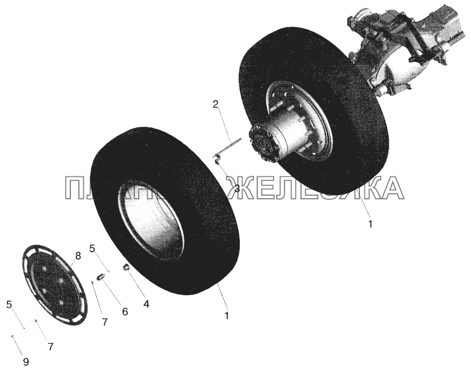 Установка задних колес МАЗ-5516 (2003)
