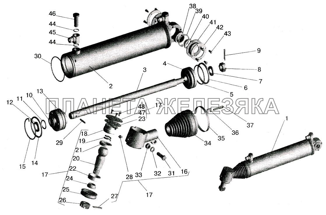 Силовой цилиндр гидроусилителя рулевого управления МАЗ-5516 (2003)