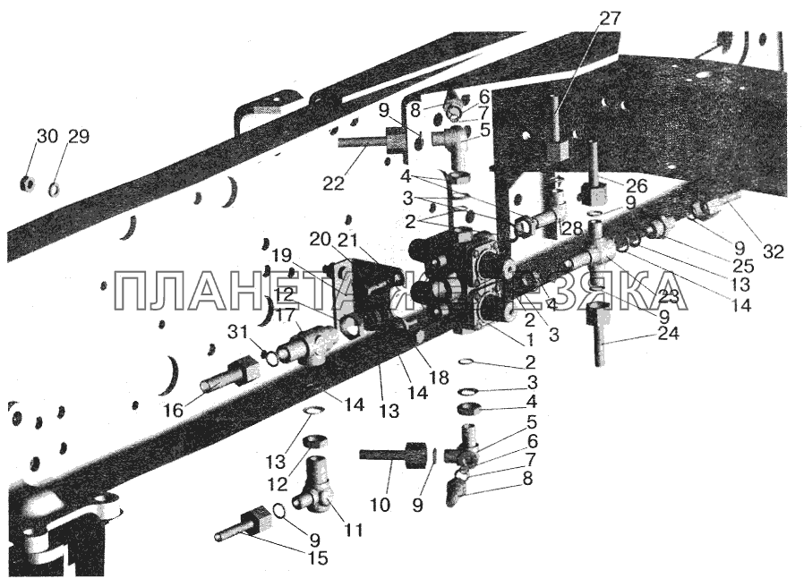 Крепление четырехконтурного клапана МАЗ-642208, 642205 МАЗ-5516 (2003)