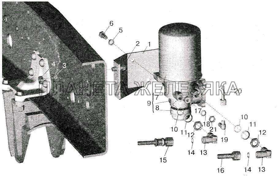 Установка осушителя воздуха и присоединительной арматуры МАЗ-642208, 642205 МАЗ-5516 (2003)