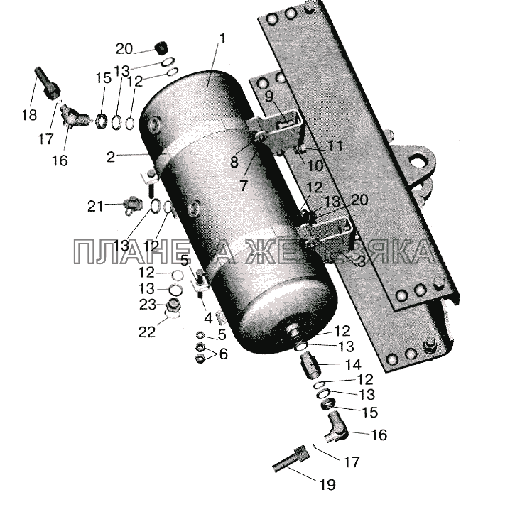 Установка ресивера и присоединительной арматуры МАЗ-555102 МАЗ-5516 (2003)