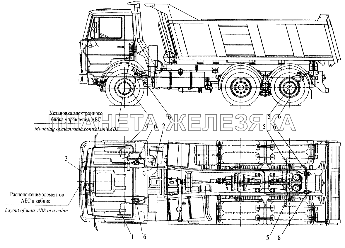 Установка элементов электрооборудования АБС на автомобилях МАЗ-551605, 551603 МАЗ-5516 (2003)