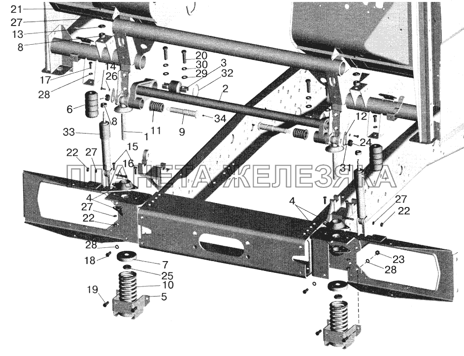 Переднее подрессоривание большой кабины МАЗ-5516 (2003)