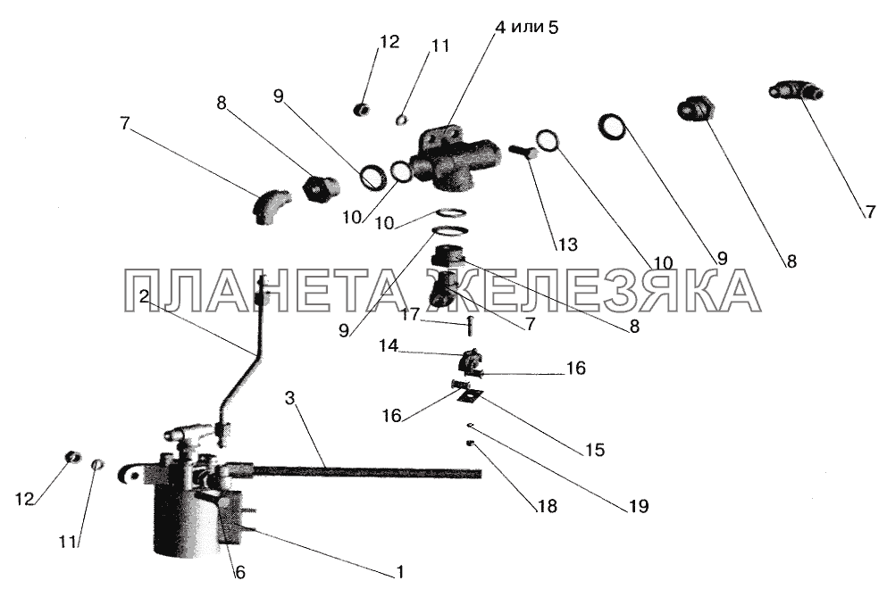 Привод выключения двигателя противоугонным устройством на автомобилях МАЗ МАЗ-5516 (2003)