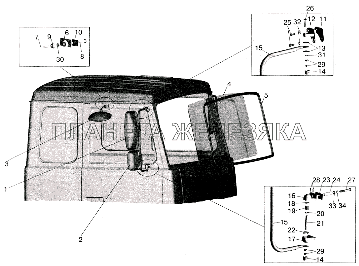 Установка стекол и зеркал на большую кабину МАЗ-5516 (2003)