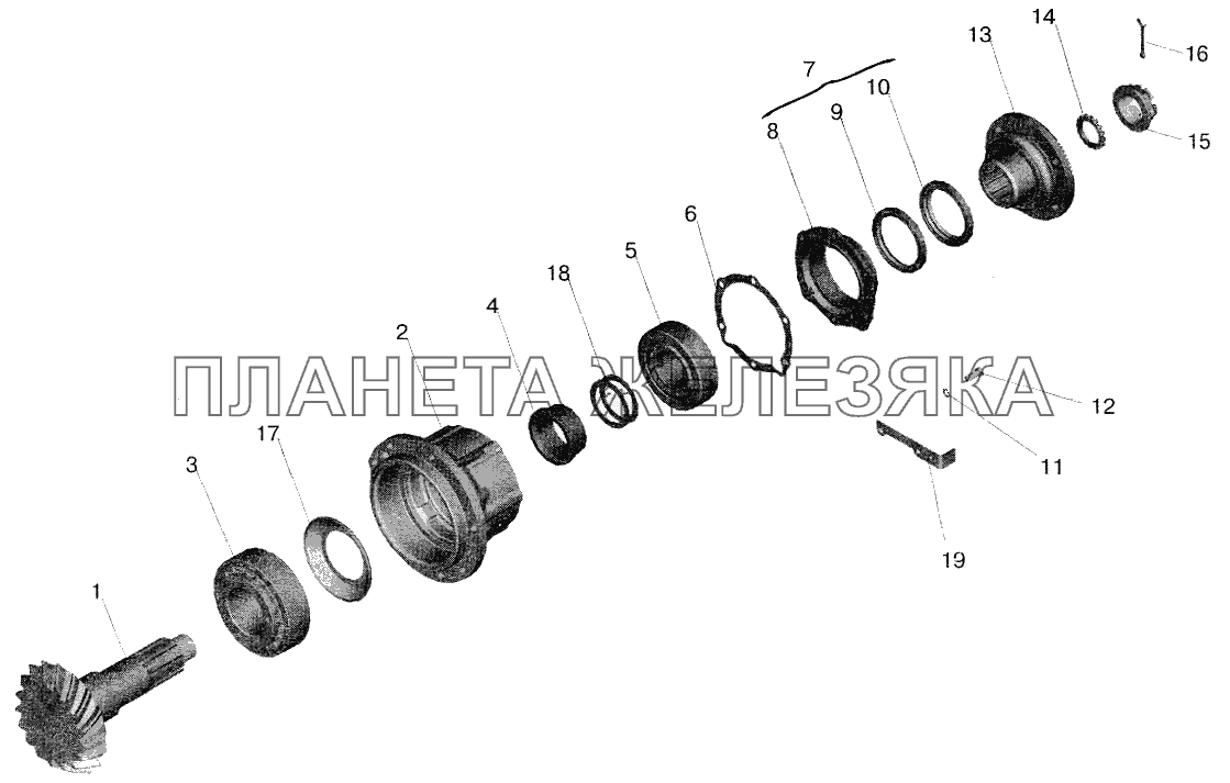 Редуктор заднего моста. Шестерня ведущая МАЗ-5516 (2003)