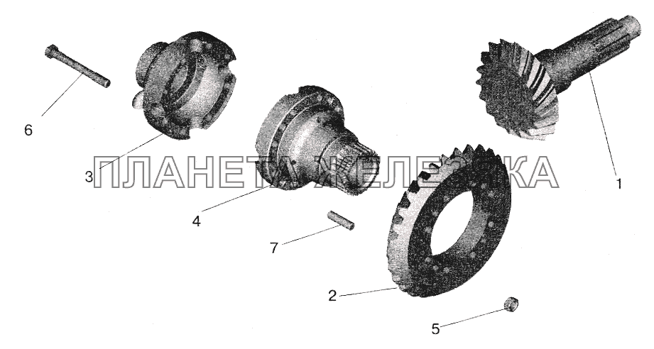 Редуктор заднего моста. Шестерни ведущая и ведомая (комплект для запчастей) МАЗ-5516 (2003)