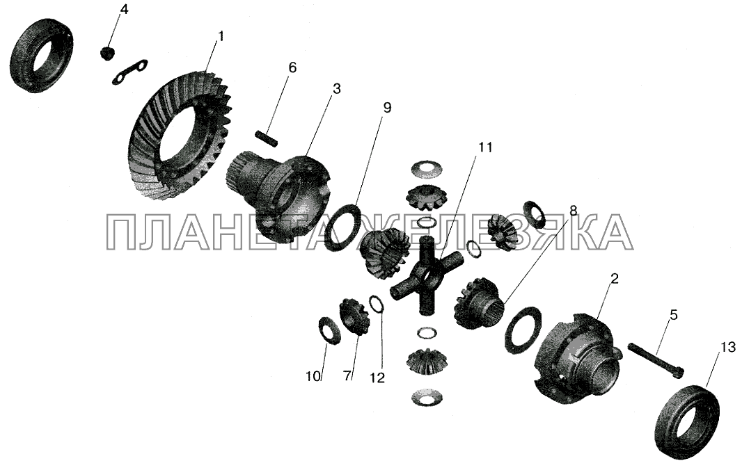 Редуктор среднего моста. Дифференциал МАЗ-5516 (2003)