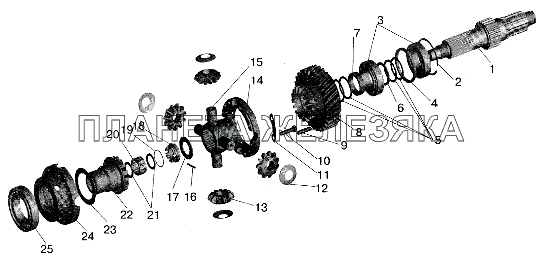 Редуктор среднего моста. Дифференциал межосевой МАЗ-5516 (2003)