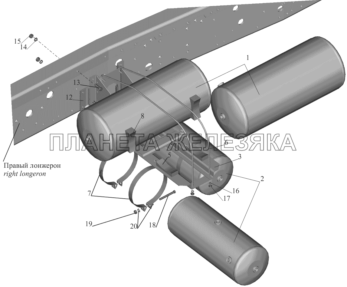 Установка ресиверов 551605-3513004 МАЗ-551605