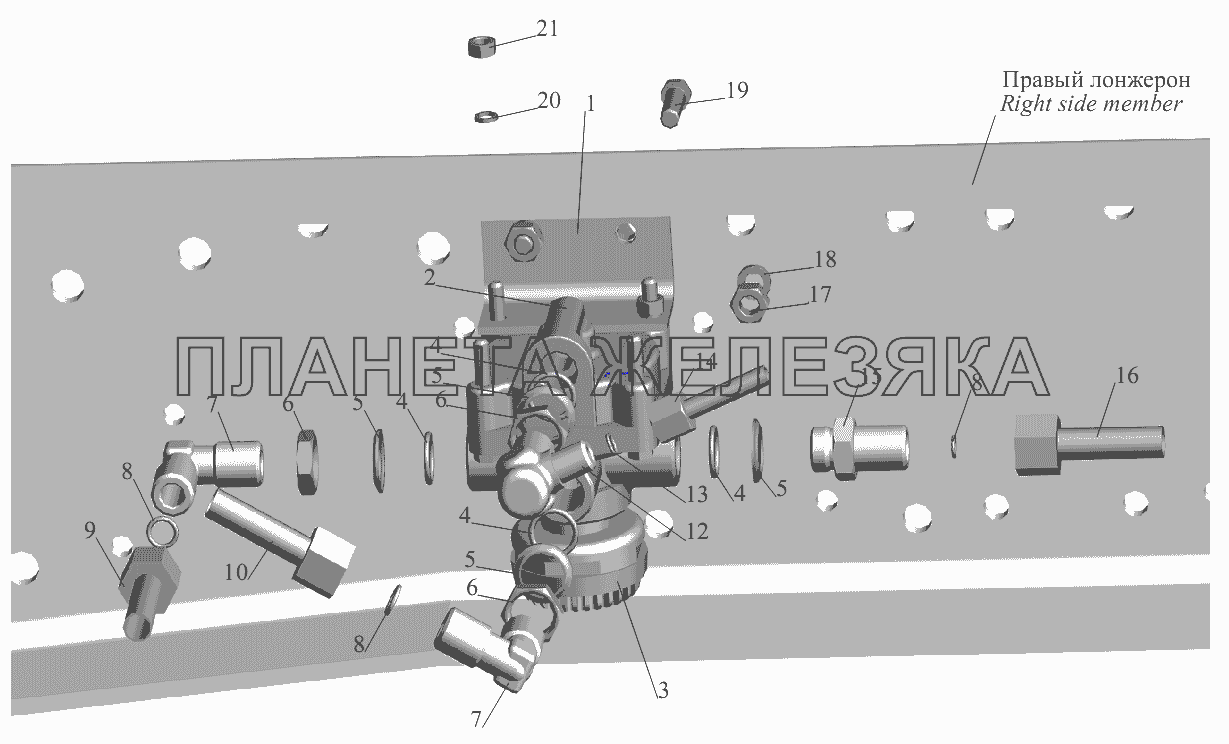 Установка ускорительного клапана 543403-3518004-010 МАЗ-551605