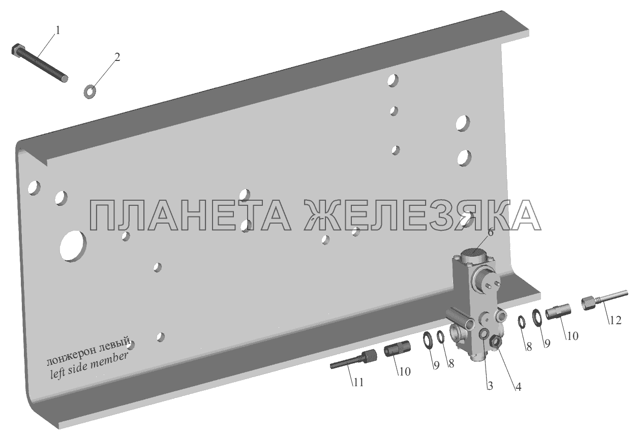 Установка клапана пропорционального присоединительной арматуры МАЗ-551605
