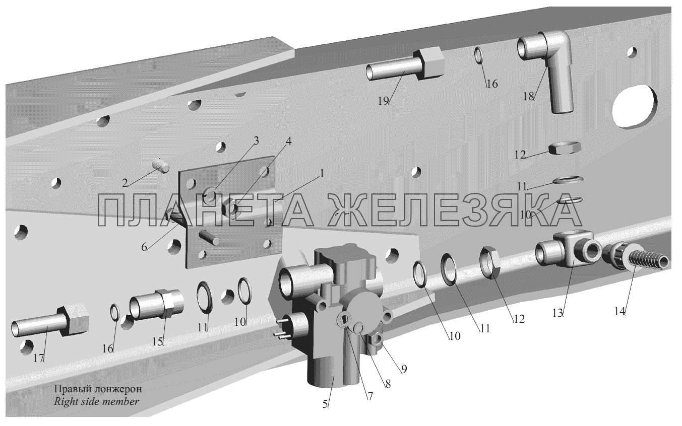Установка задних модуляторов и присоединительной арматуры МАЗ-551605
